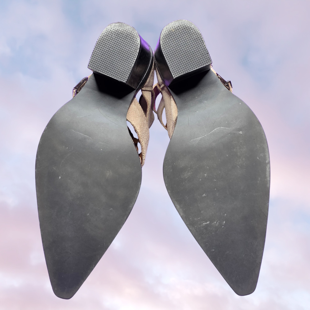 Jeffrey Campbell Caceres Gray Taupe Pointy Closed Toe Buckle Boho Goth Heel 6.5 - Picture 8 of 8